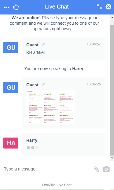 Screenshot aanleveren via de chat