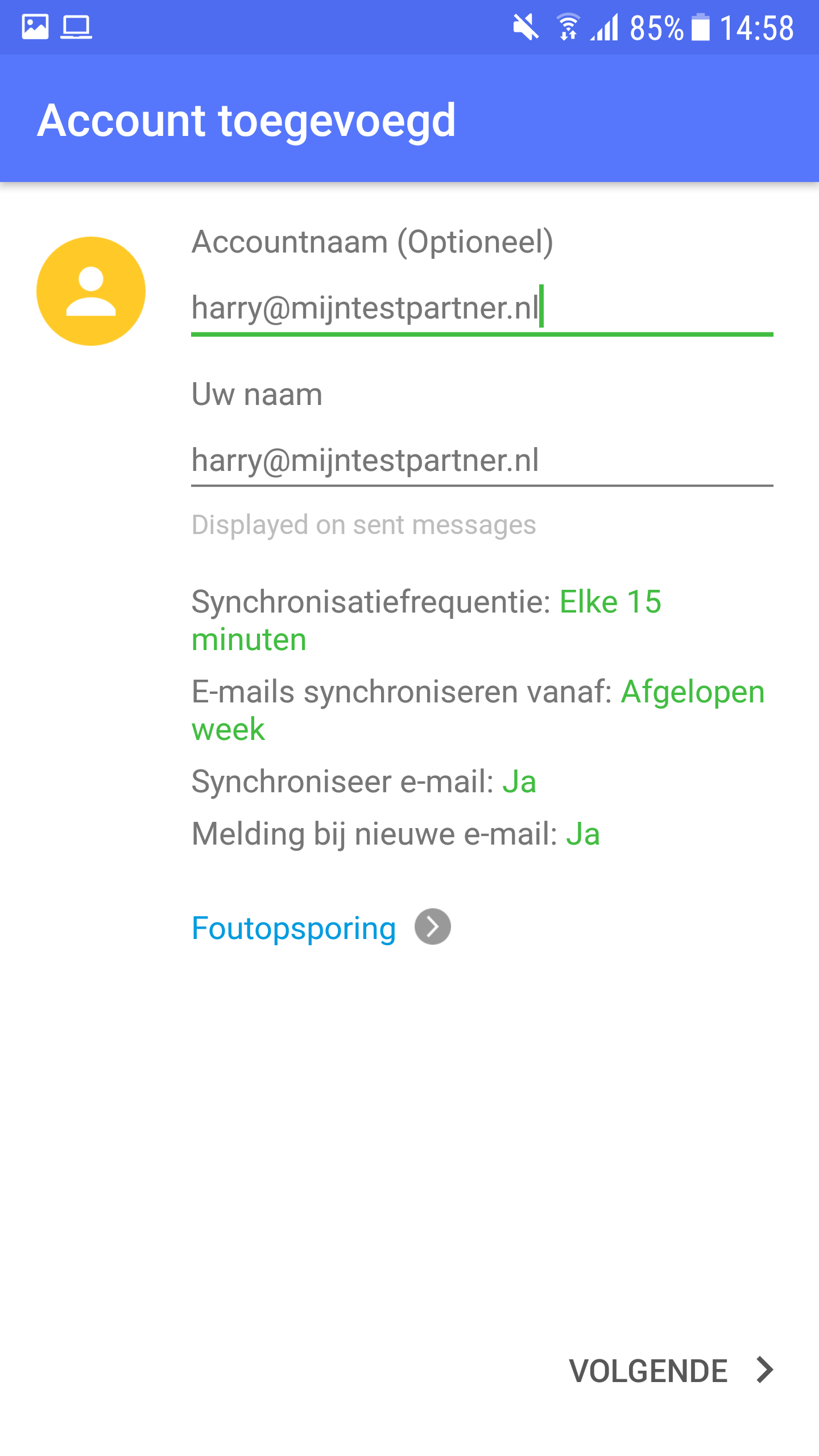 E-mail instellen - Nine Android