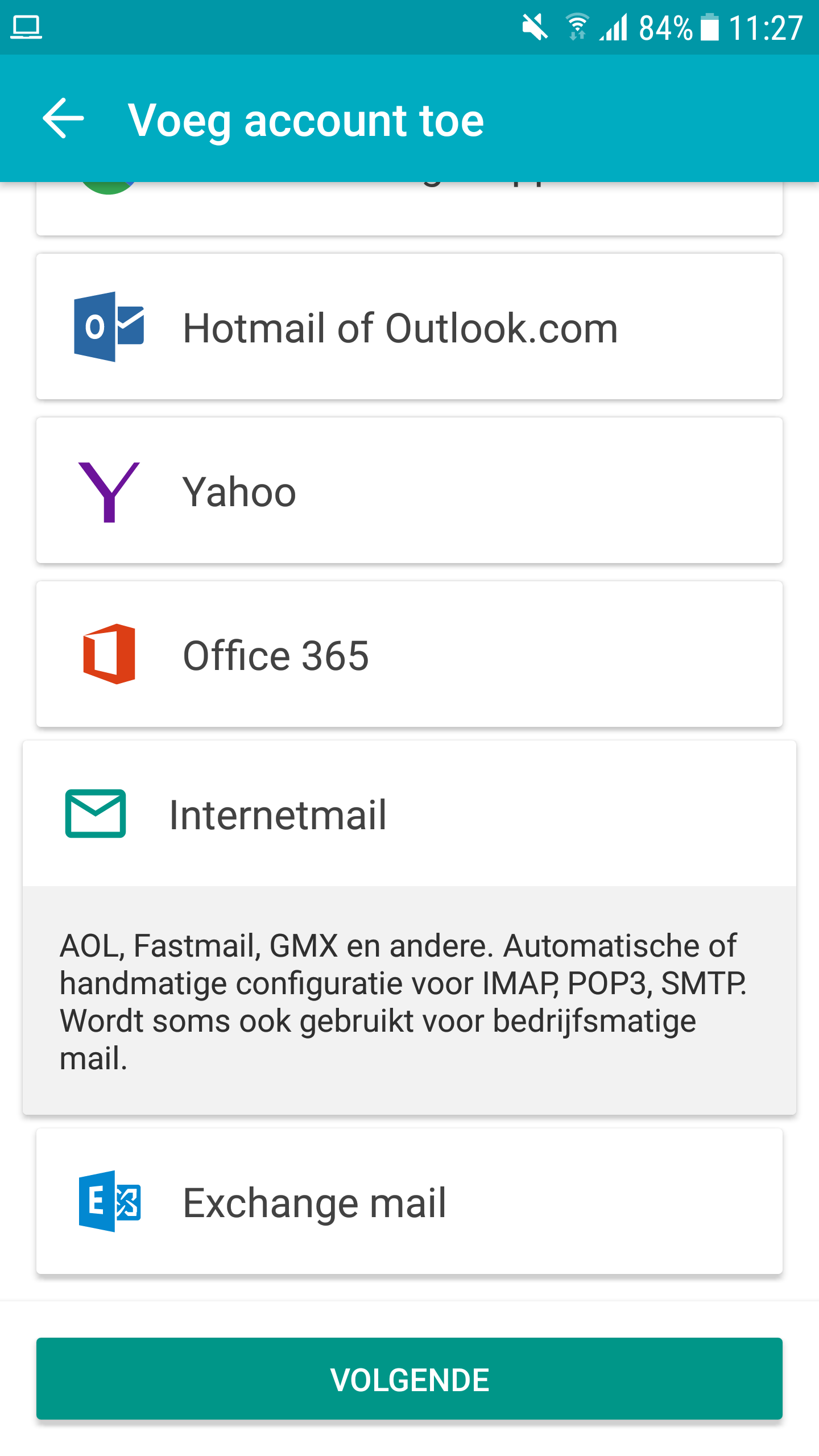E-Mail instellen - Aqua Mail