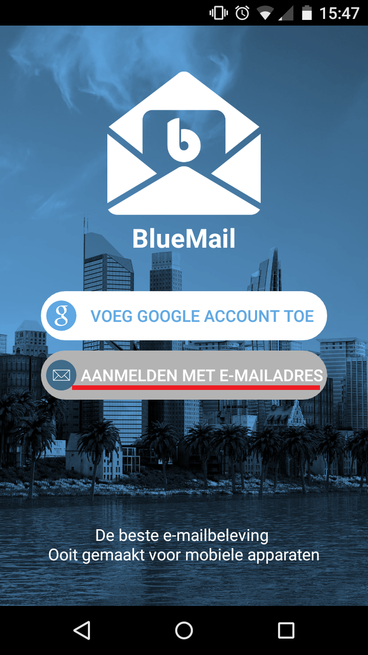 Email instellen - BlueMail Android