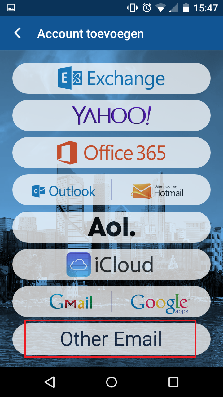 Email instellen - BlueMail Android