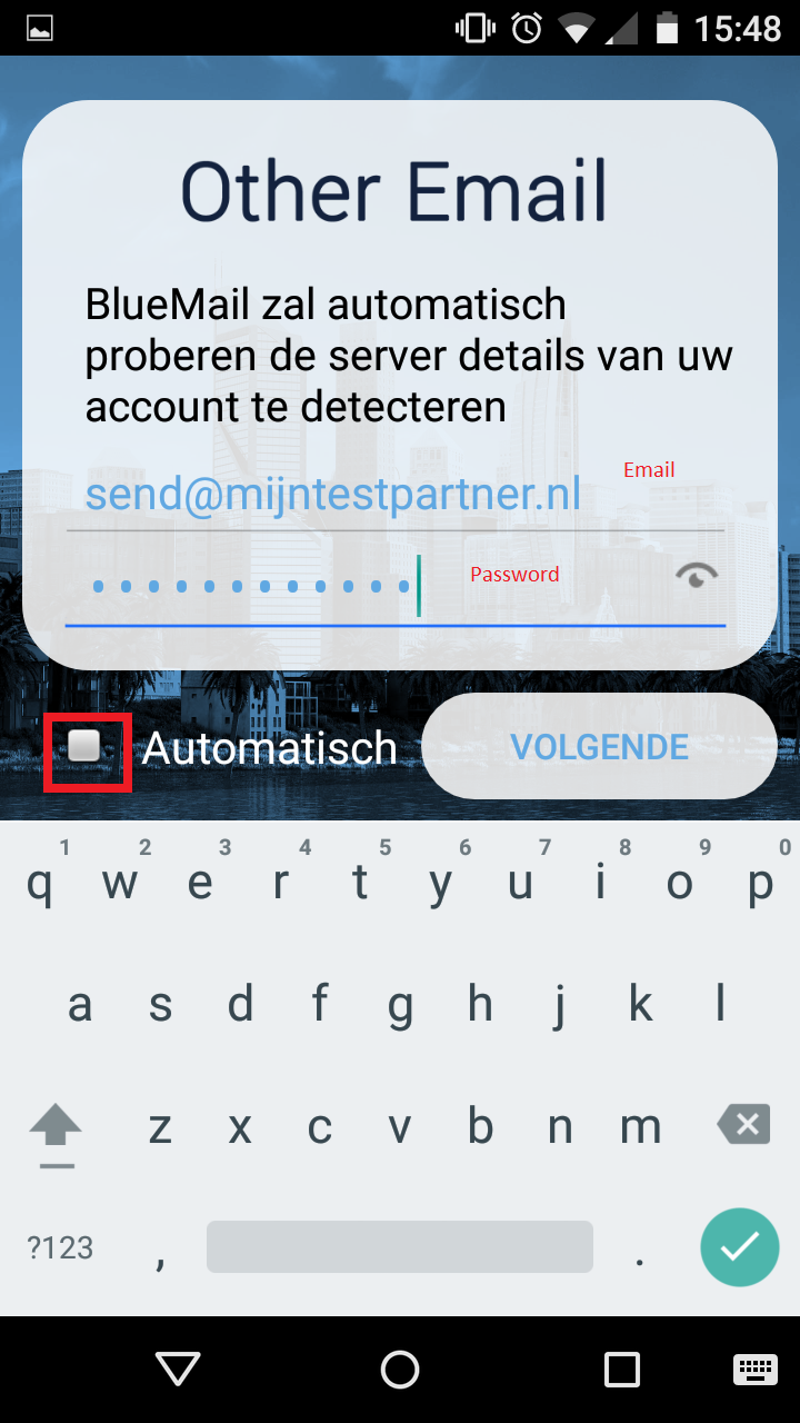 Email instellen - BlueMail Android
