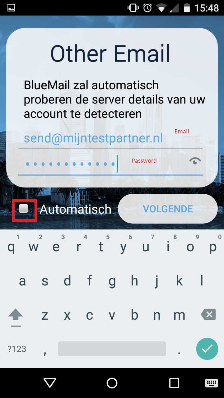 Email setup - BlueMail Android