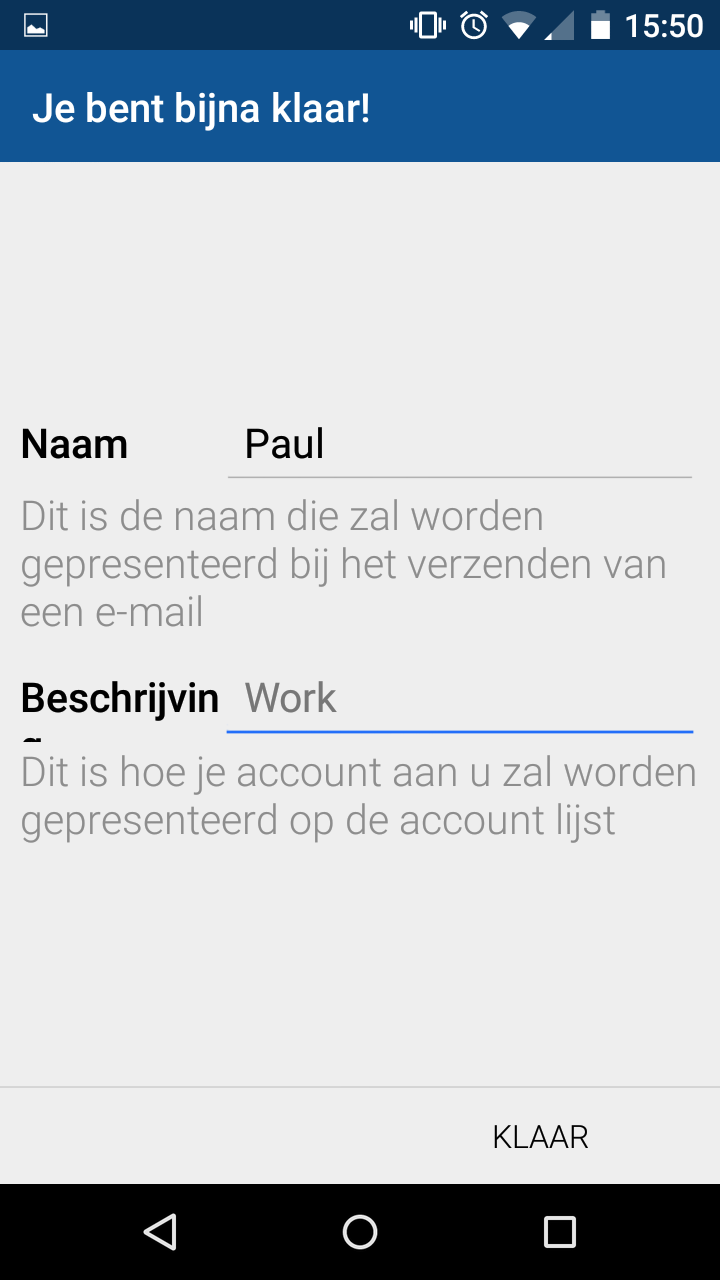 Email instellen - BlueMail Android