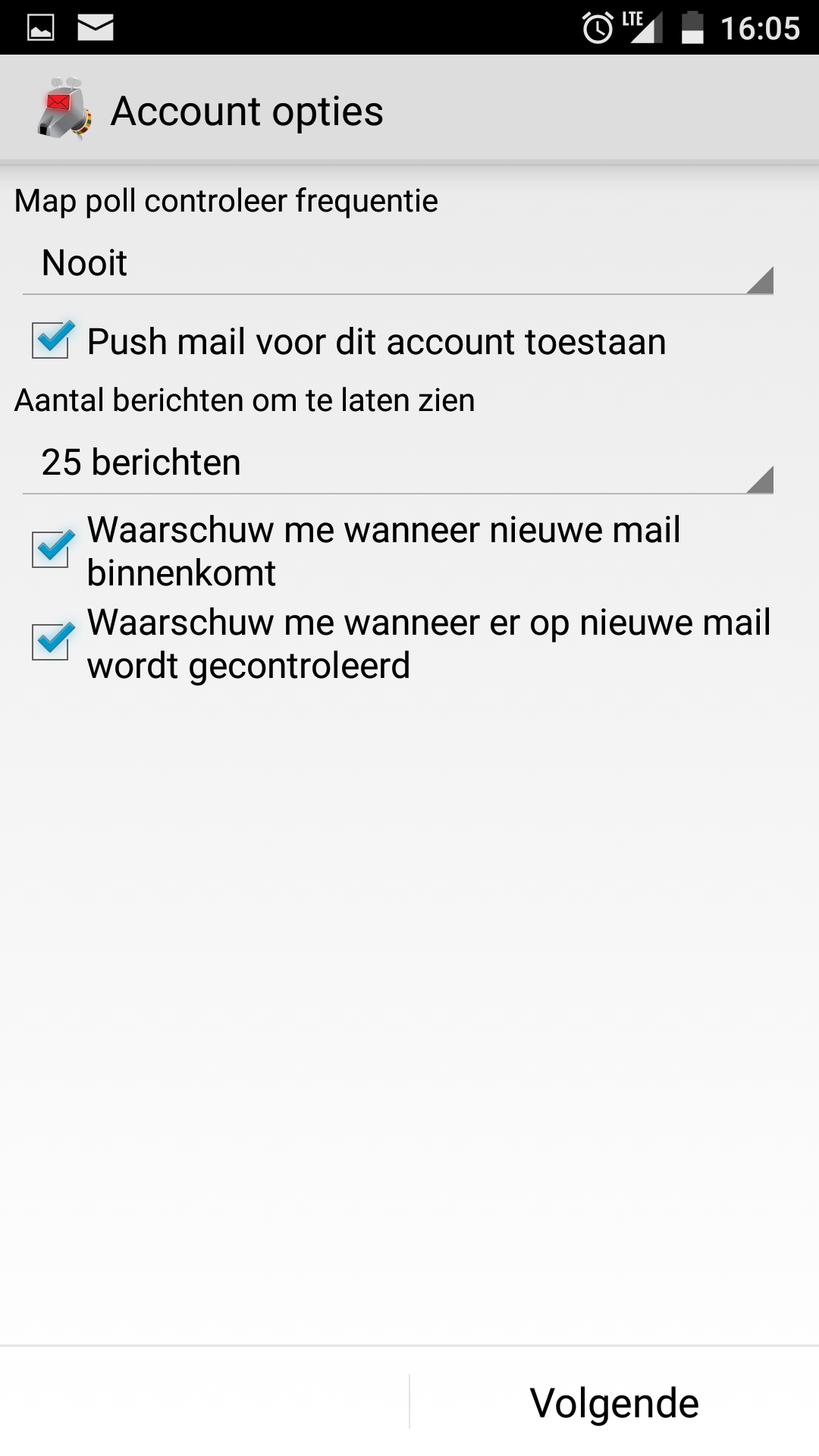 E-mail instellen - K9 Android