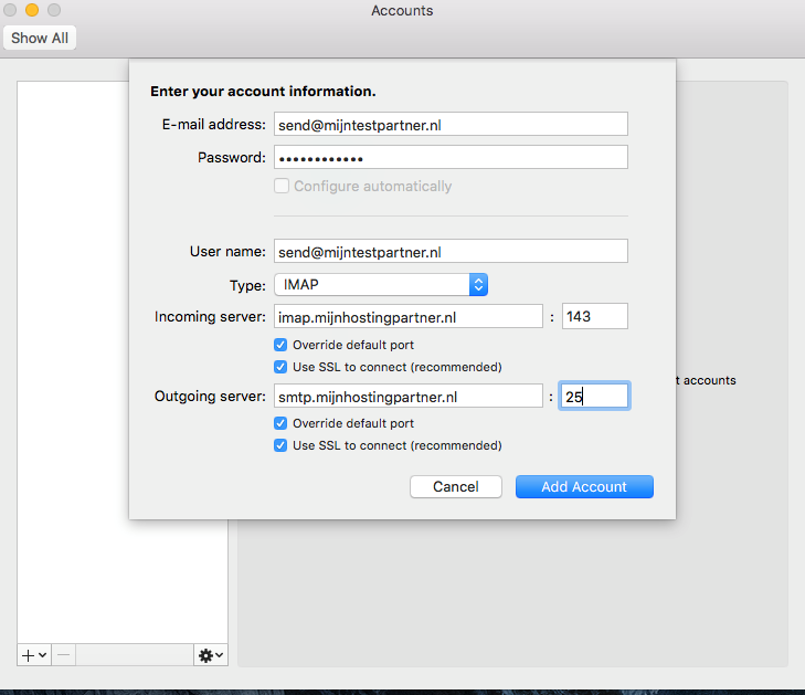 Einrichten von E-Mail - Outlook Mac OSX