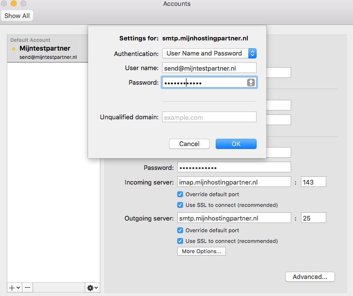 Email instellen - Outlook Mac OSX