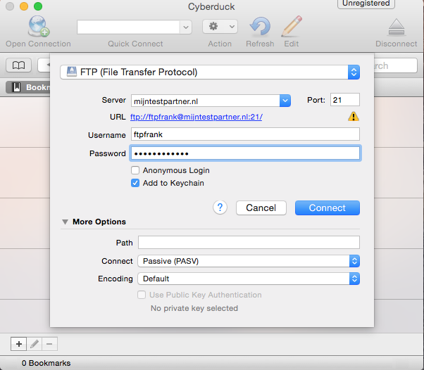 Connecting to FTP - CyberDuck