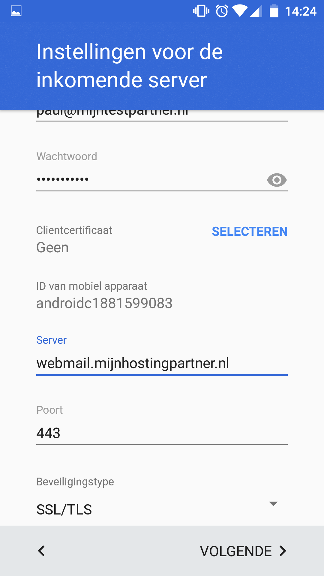 Setting up push mail - Android 6