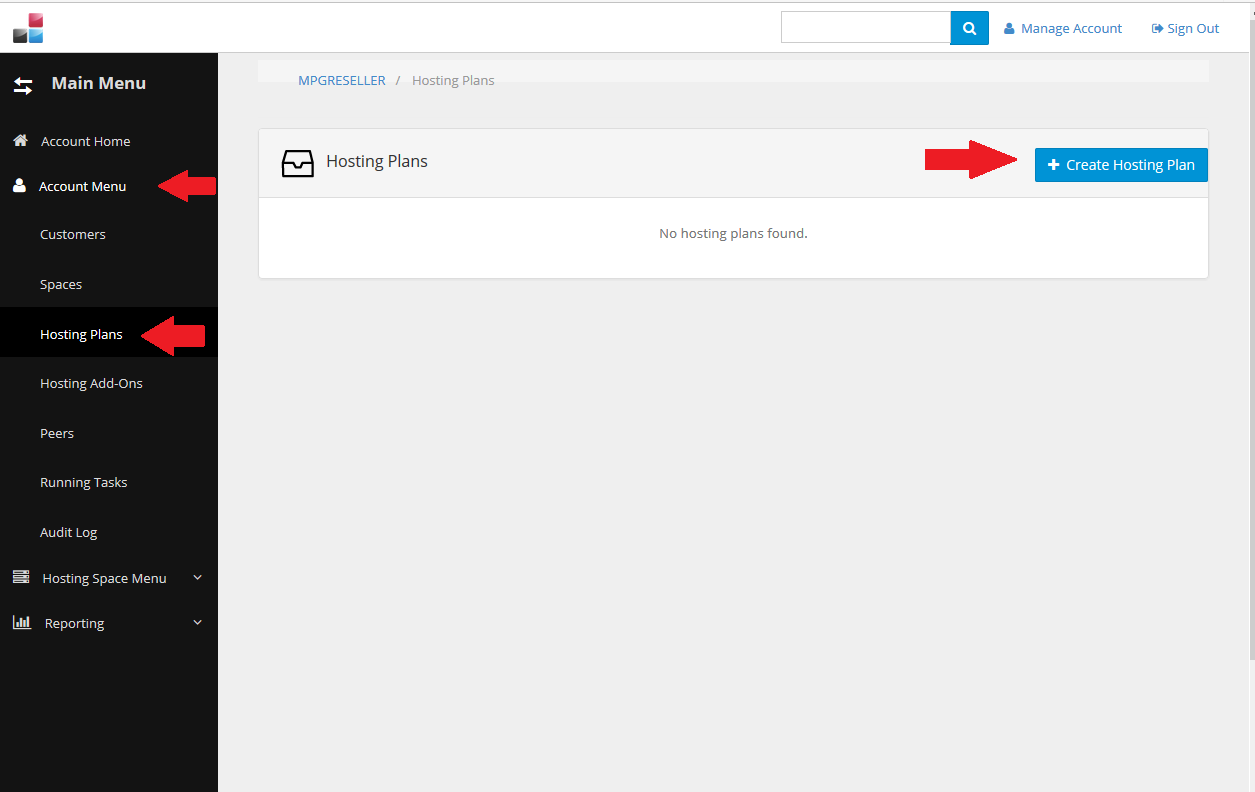 reseller hosting plan aanmaken