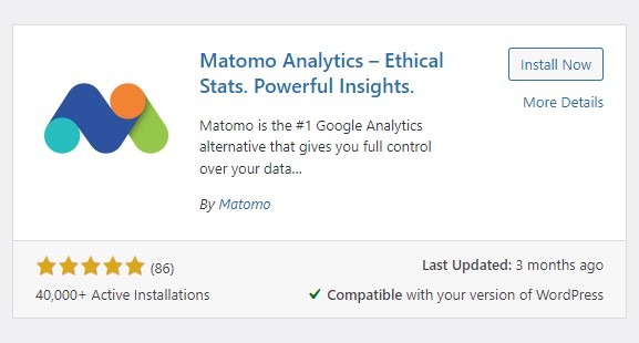 Matomo statistics for WordPress