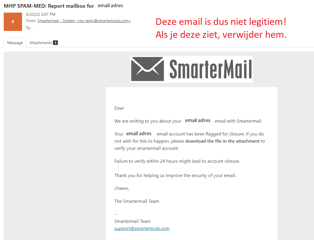 Phishing email doet de ronde gemaskeerd als SmarterMail