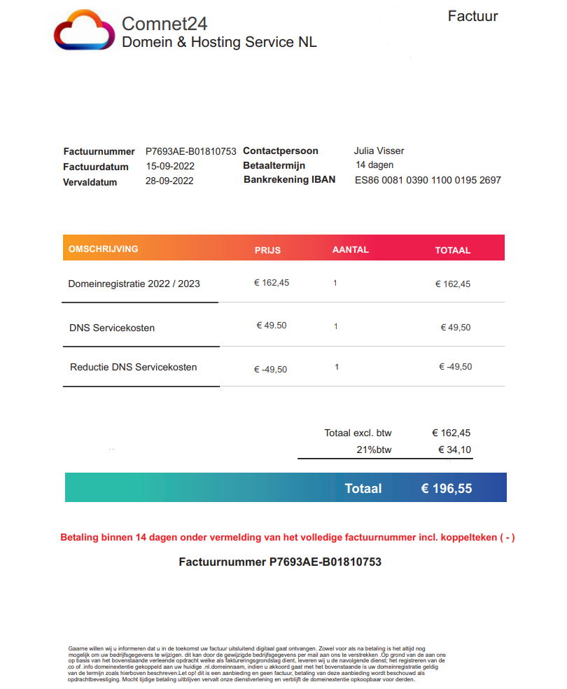 Opgelet Spookfacturen in de omloop