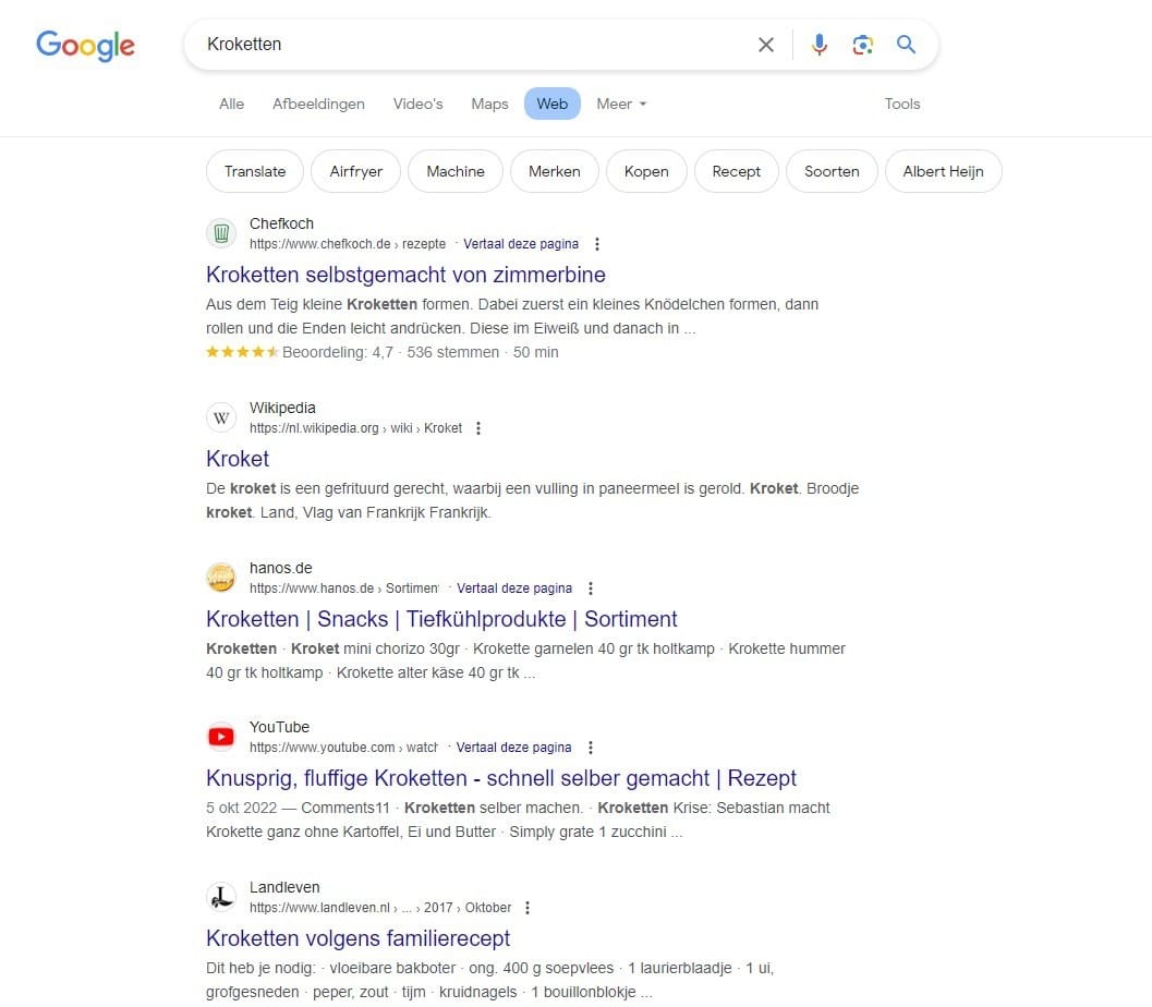 Google voegt Web toe als zoekfilter aan zijn zoekmachine