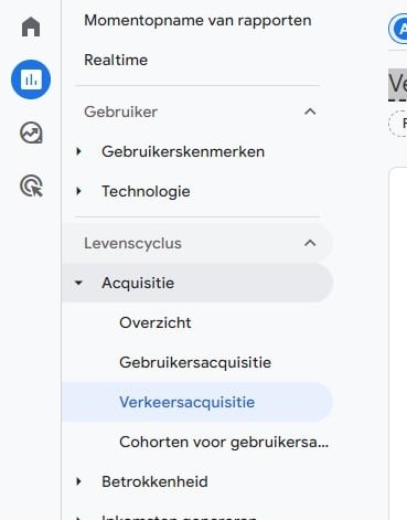 Acquisitierapport binnen Google Analytics