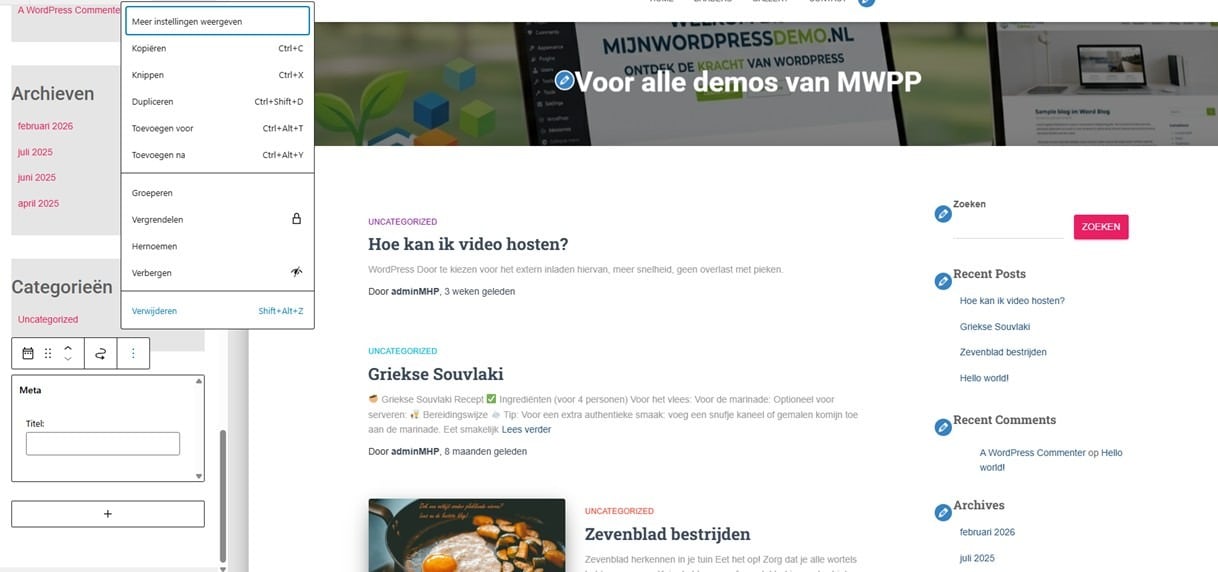 WordPress Hestia thema