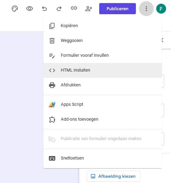 Google Forms insluiten binnen je website