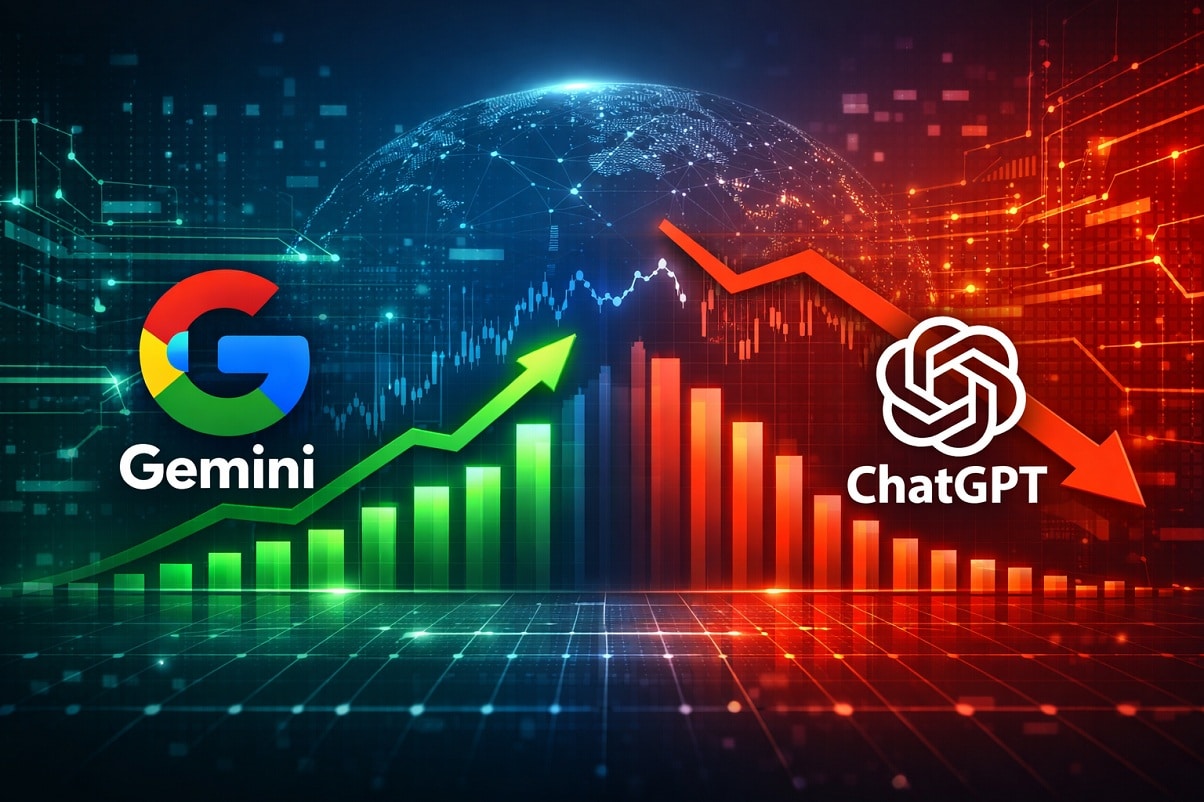 Google Gemini stijgt in gebruik terwijl ChatGPT zakt