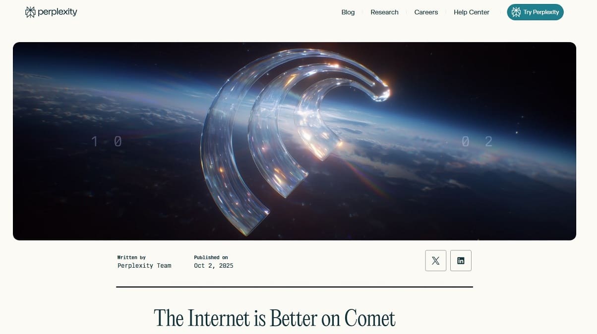 Perplexity Comet internet browser gelanceerd