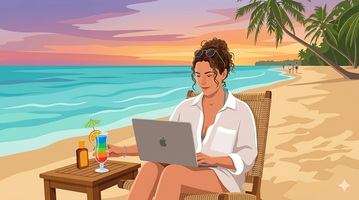 Werken als Digital Nomad - Hoe je je onderneming beheert vanaf het strand