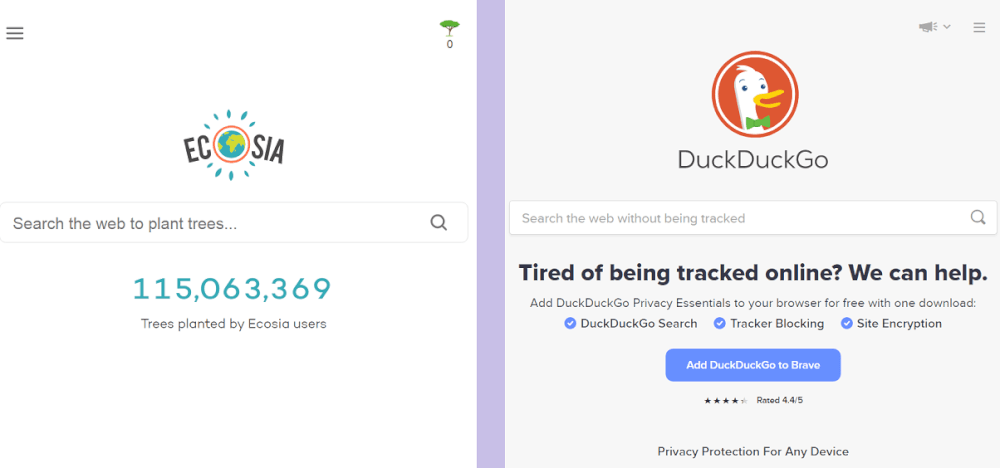 DuckDuckGo en Ecosia Nemen ze marktaandeel over