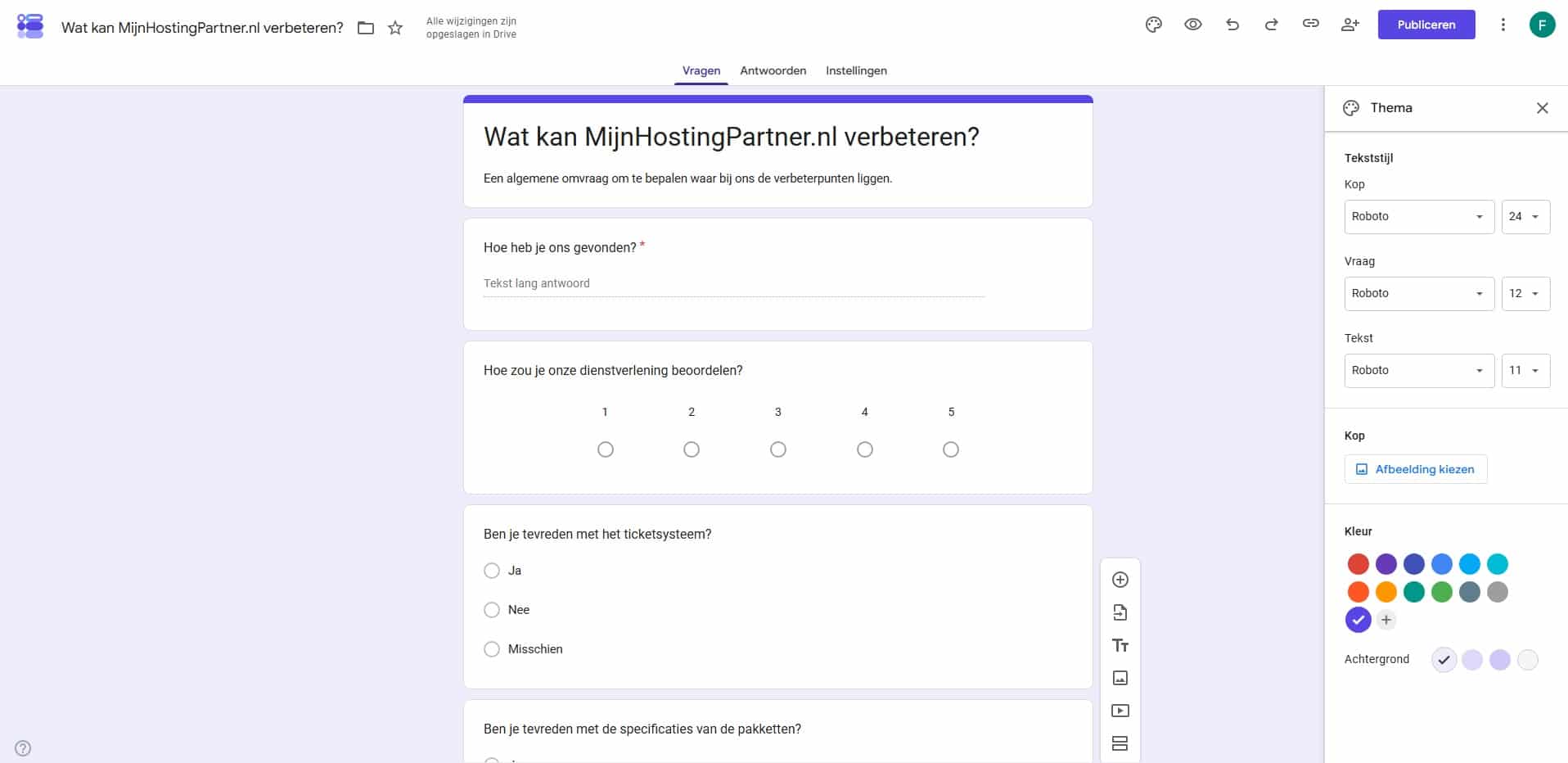 Google Forms insluiten binnen je website