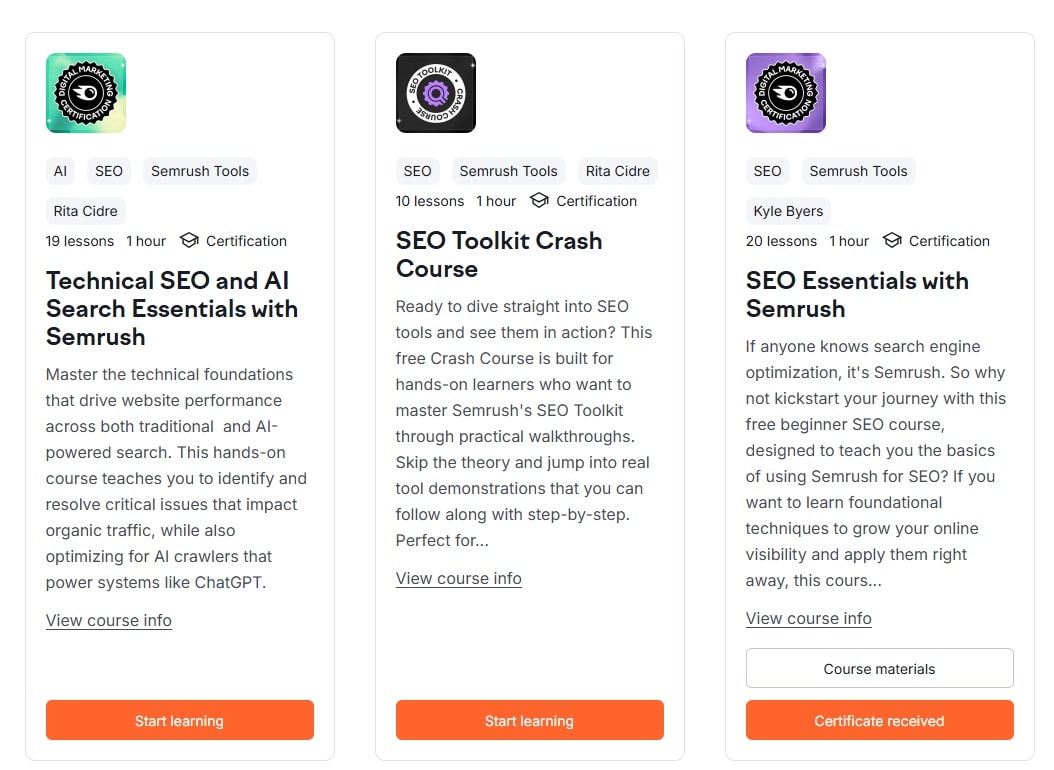 Gratis leren bij Semrush
