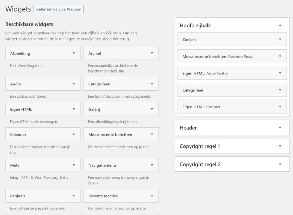 Using Widgets within WordPress