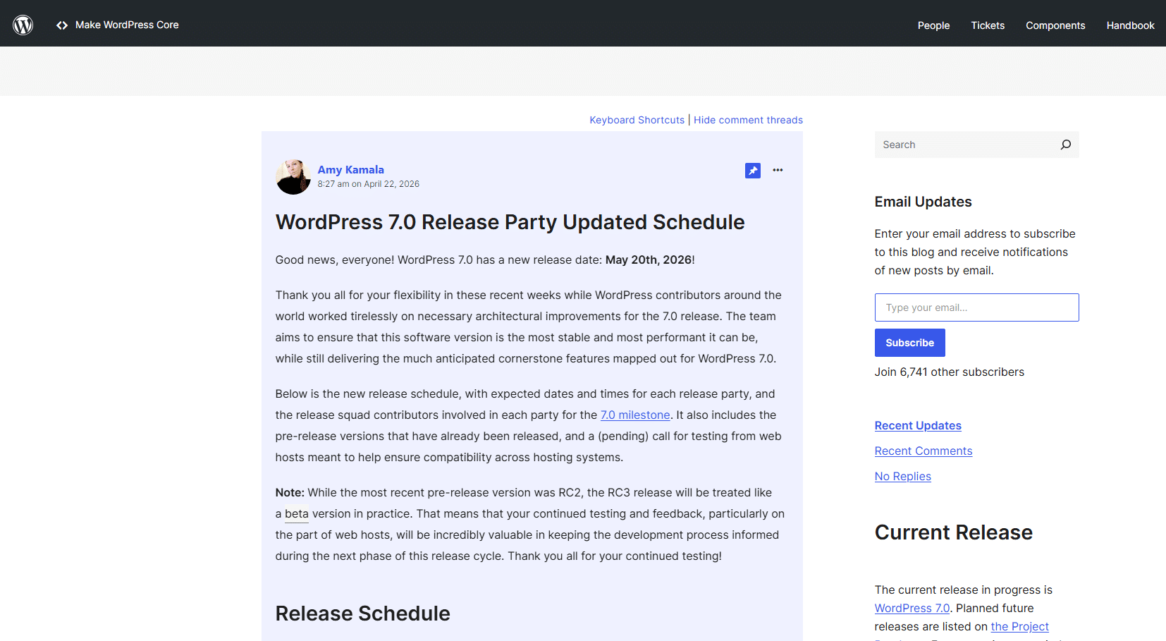 WordPress versie 7 0