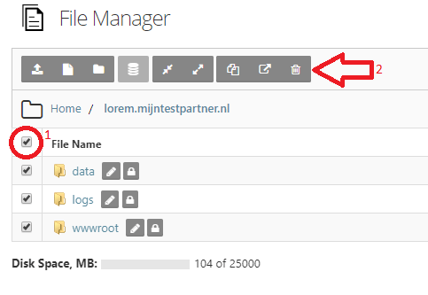 Reset hosting space to default