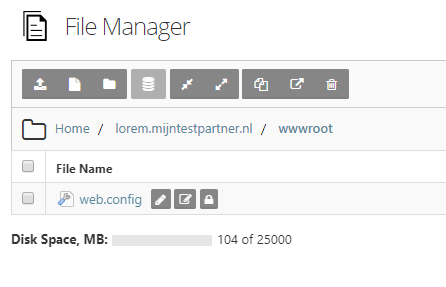 Hosting space terugzetten naar default