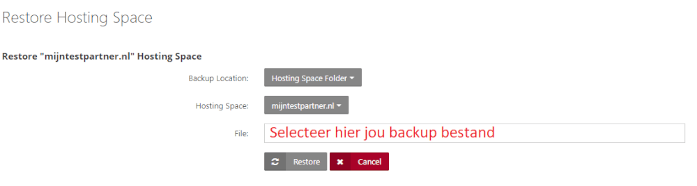 Backup terugzetten van jouw website (Control Panel)