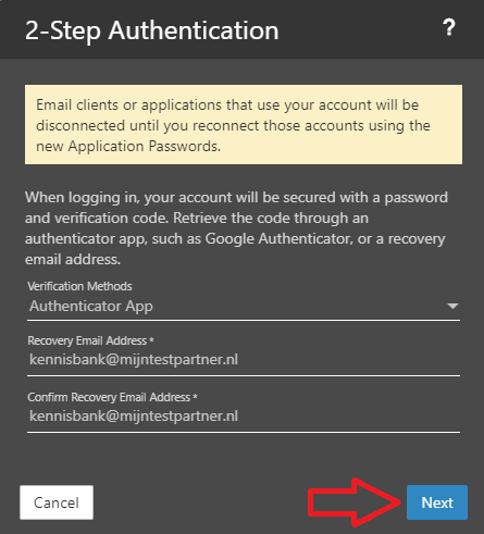 2 factor authenticatie toevoegen aan de webmail