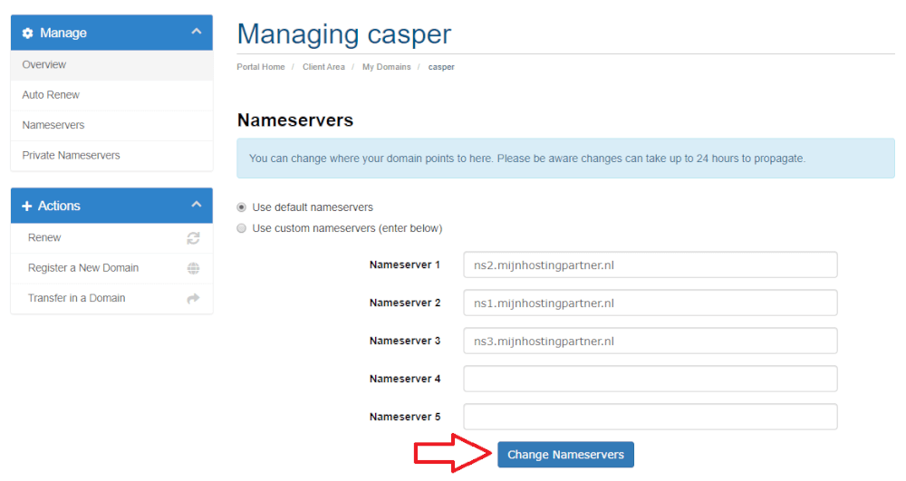 Wo kann ich meine NS-Einträge ändern?