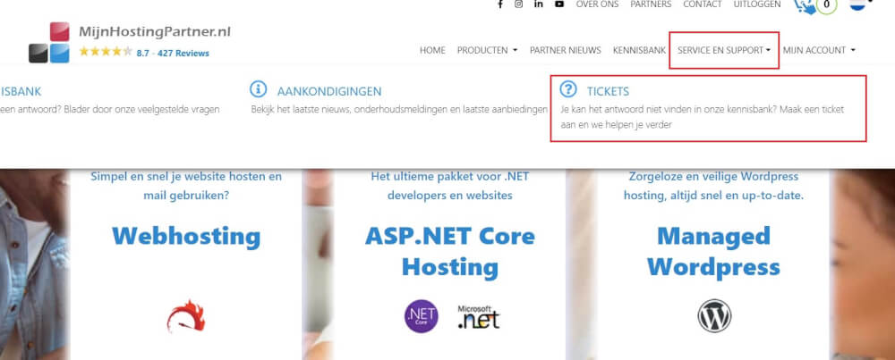 How do I create a ticket at MijnHostingPartner?