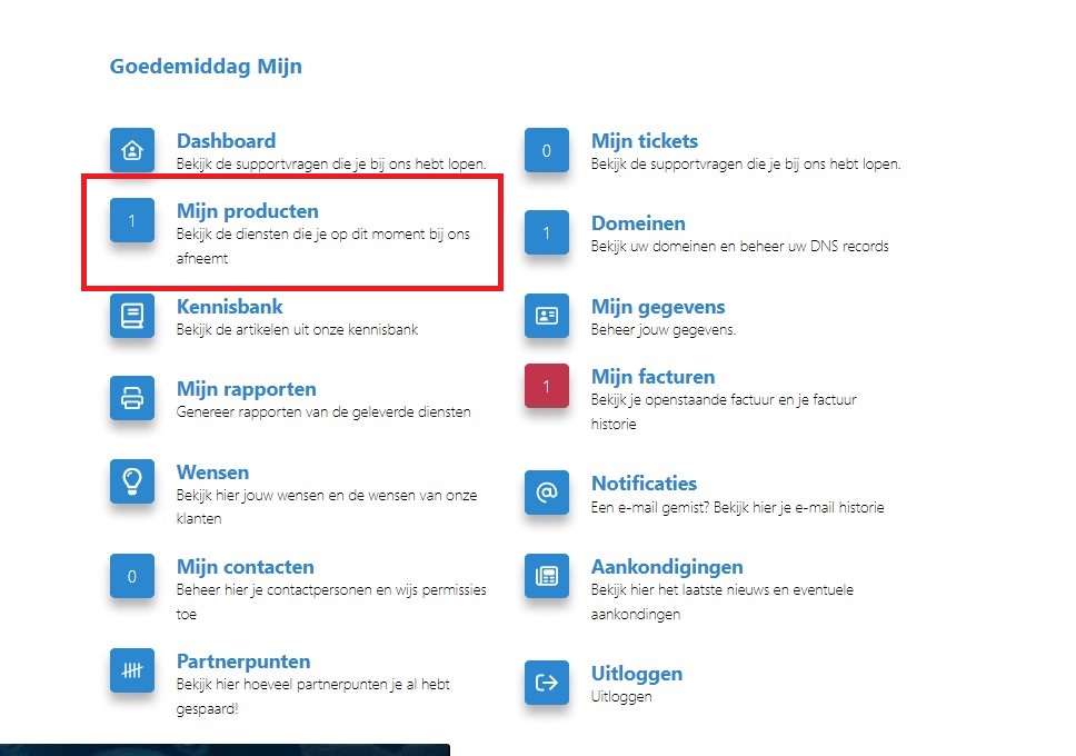 WordPress installeren via het klantenpanel