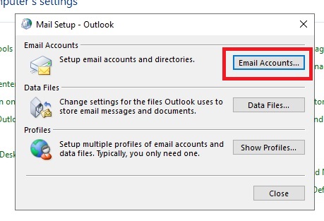 E-mail instellen - Outlook via control panel