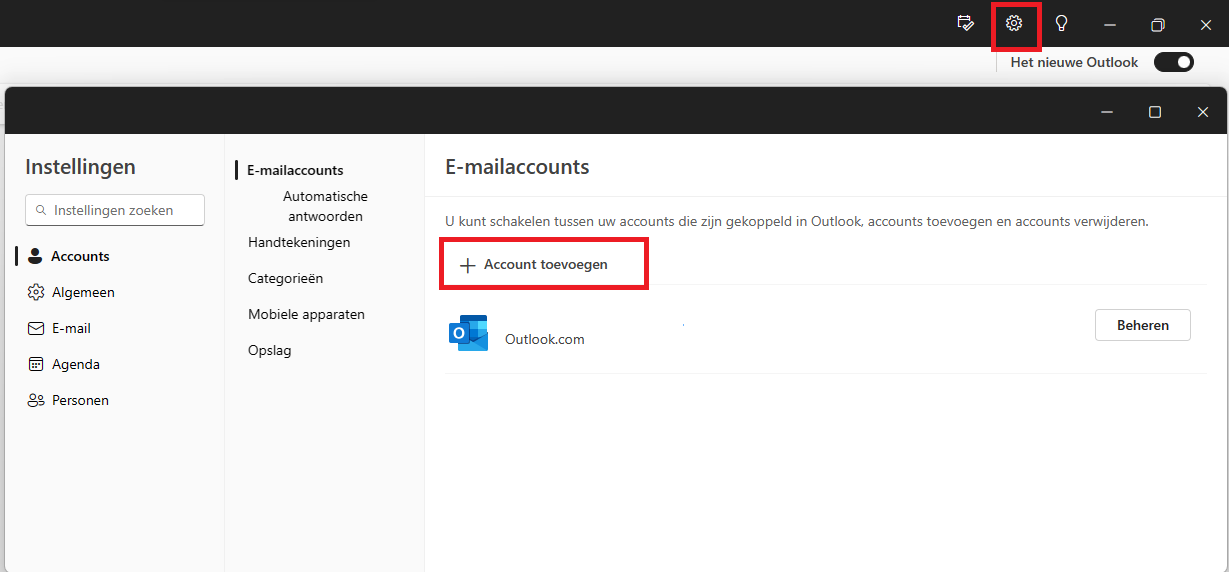E-mail instellen - Outlook Windows app