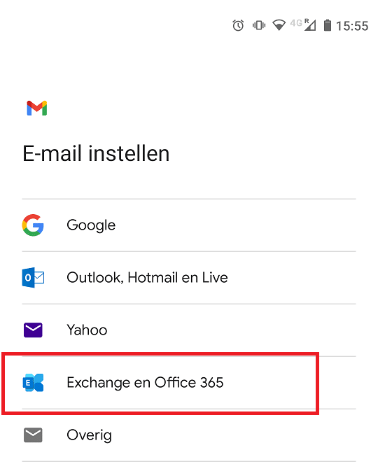 Hosting Exchange instellen in Android - Gmail