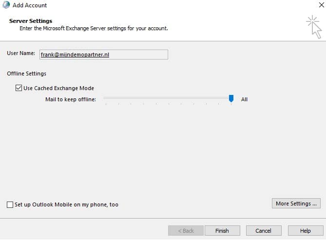 Hosted Exchange instellen binnen Outlook - Control panel