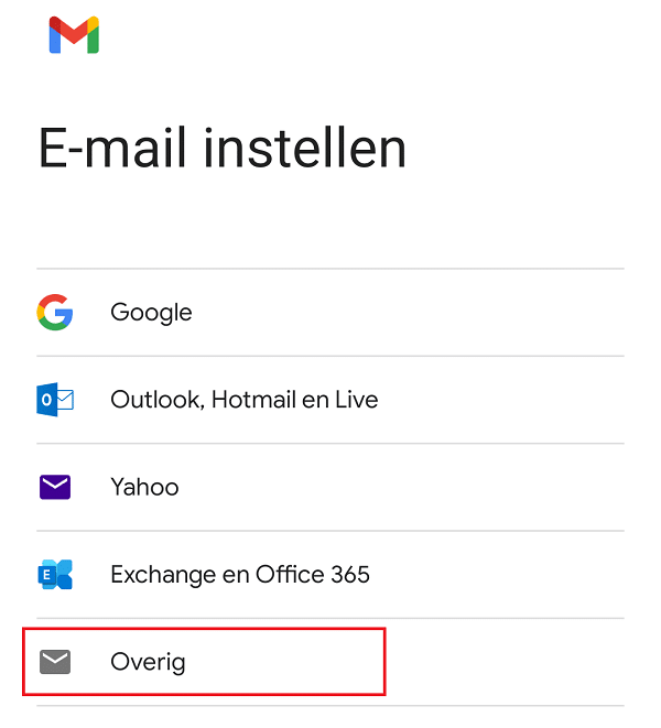 E-mail instellen - Android 14