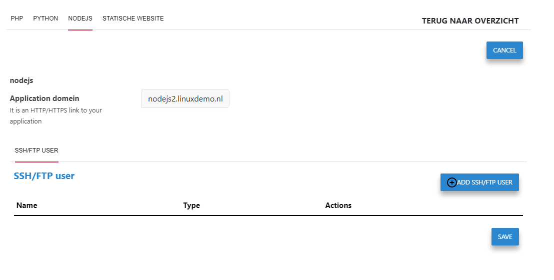 Node js applicatie aanmaken