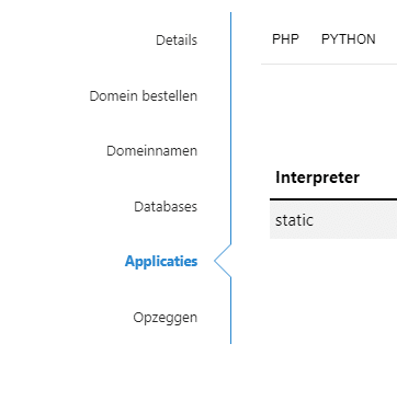 Statische website applicatie aanmaken