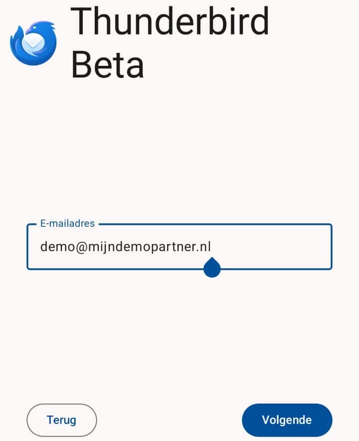 Set up e-mail - Thunderbird Beta Android