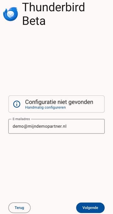 Set up e-mail - Thunderbird Beta Android