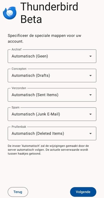 Set up e-mail - Thunderbird Beta Android