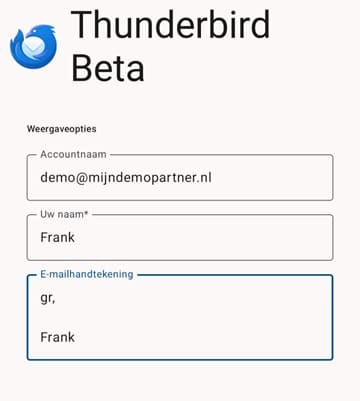 Set up e-mail - Thunderbird Beta Android