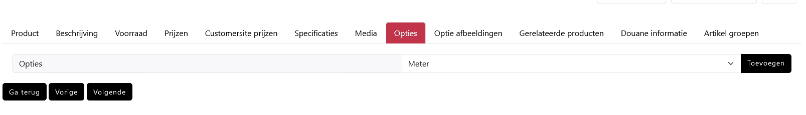 Artikel opties toevoegen