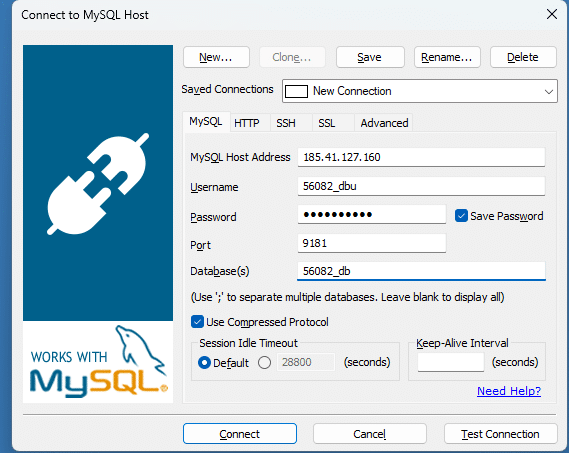 Connectie maken met SQLyog