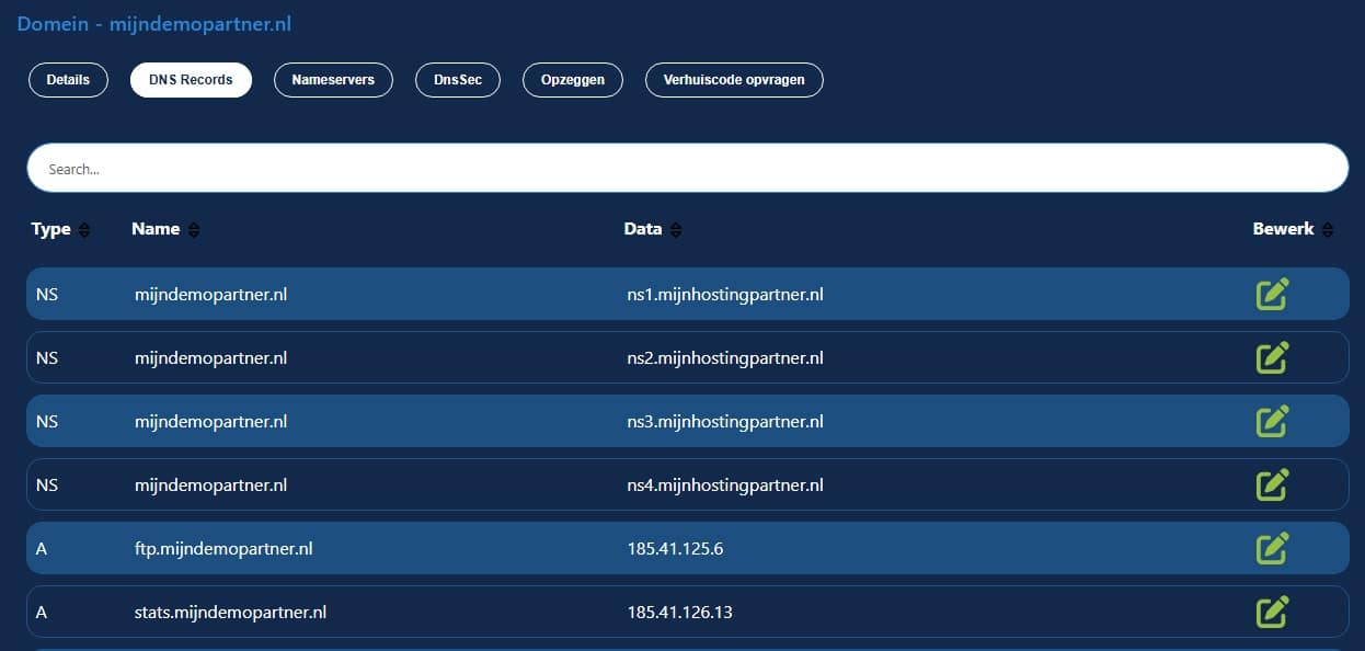 DNS bewerken via het klantenpanel